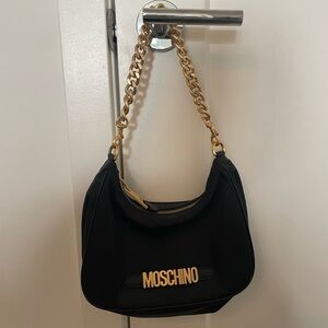 Moschino Black Shoulder Bag with Gold Chain Strap